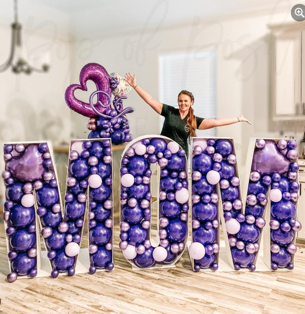 Large balloon mosaic letters filled with balloons delivered in Dallas/Fort Worth.