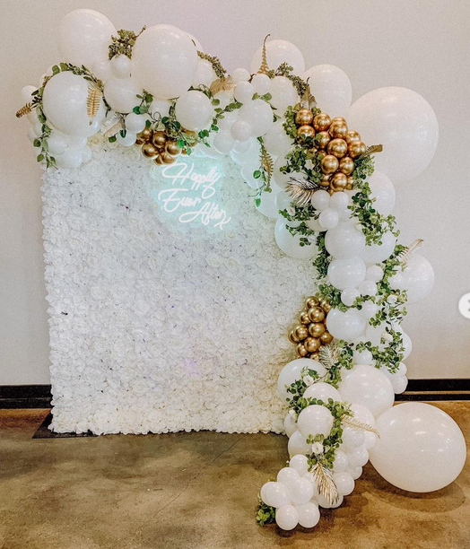 Beautiful white flower wall backdrop delivered in Dallas and Fort Worth. 