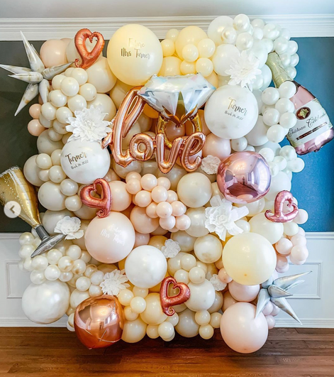 Pretty balloon wall installed for bridal shower in Dallas, Texas.